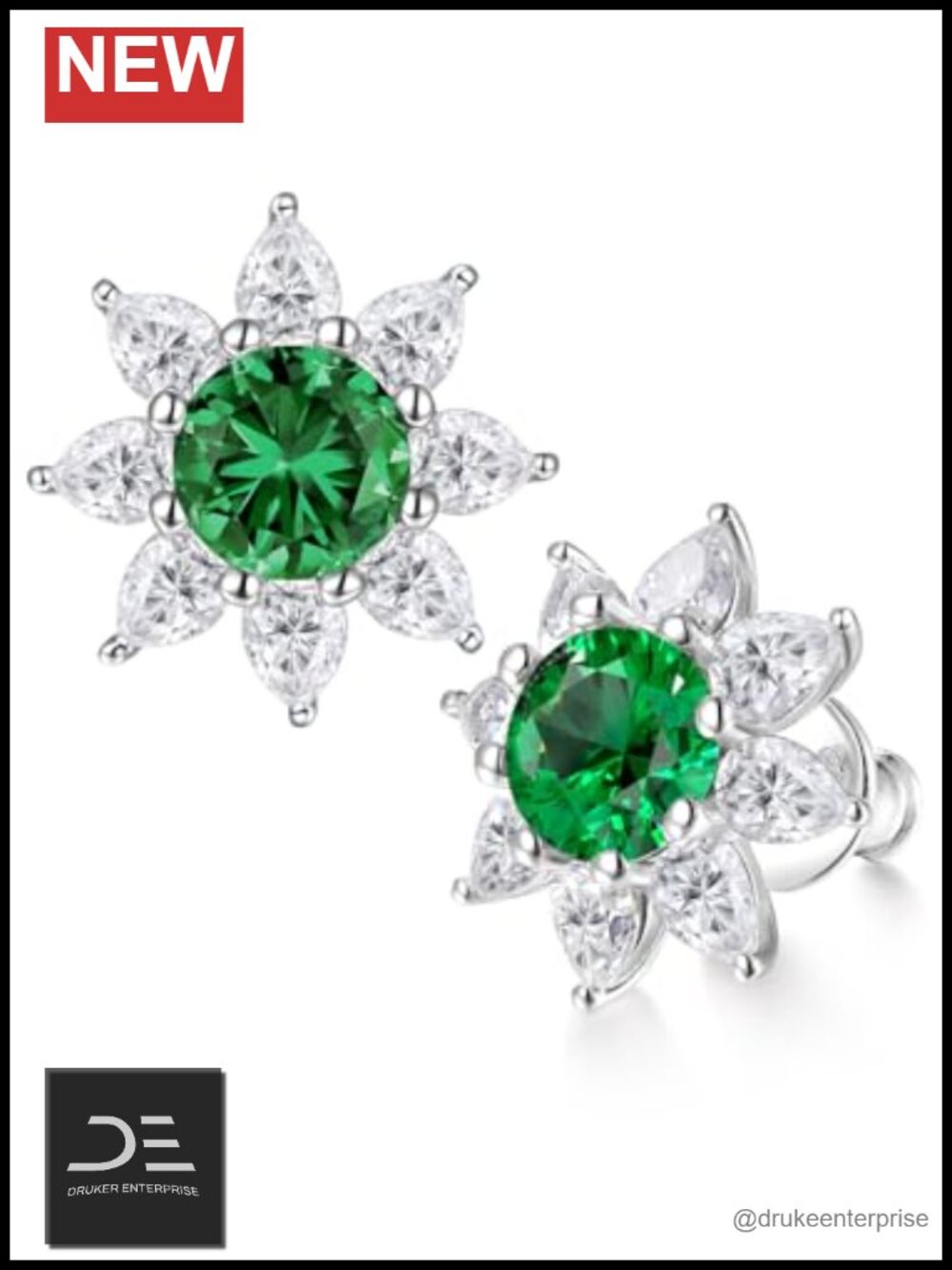 6.8ct Sapphire Ruby Emerald Moissanite Flower Stud Earrings 925 Sterling Silver